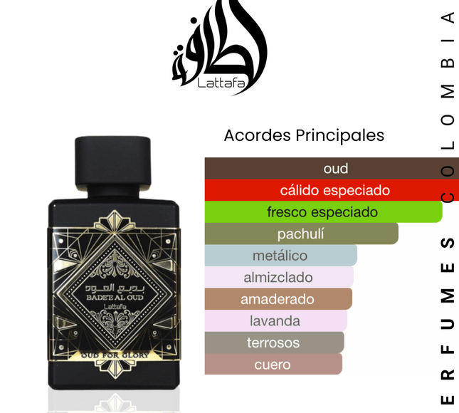 Lattafa Bade'e Al Oud Oud for Glory 100ml EDP 1.1 Premium - Perfumes Colombia